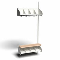 Inredningssystem BST, påb.sekt., 800x300x270 mm, med bänk & m-vägg, 4 platser