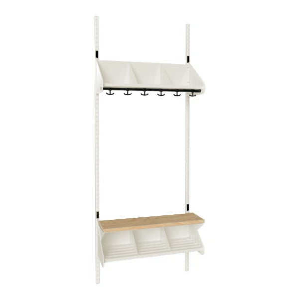 Inredningssystem BST, grundsekt., 900x300x270 mm, med bänk & m-vägg, 3 platser