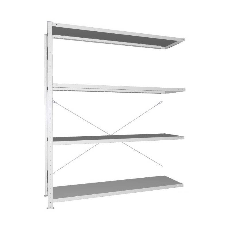 Lagerhylla Meta Quick Plus, påbygg, lack, 2000x1700x500 mm, 4 plan, 200 kg/plan