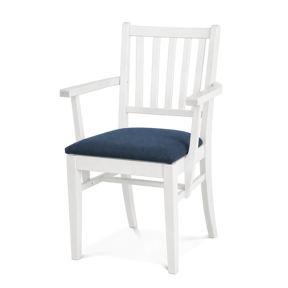 Karmstol Ester, B570 x D540 x H860 mm, stativ vit bets, klädsel Gabriel Cura blå