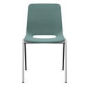 Staplingsbar stol Ana, helt  Ljusgrön Polypropylen. Grå 4-bensstativ, B495xD515 mm, sitthöjd 430 mm. Plastfot