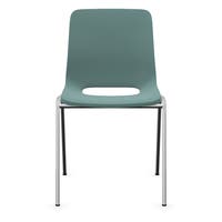 Staplingsbar stol Ana, helt  Ljusgrön Polypropylen. Grå 4-bensstativ, B495xD515 mm, sitthöjd 430 mm. Plastfot