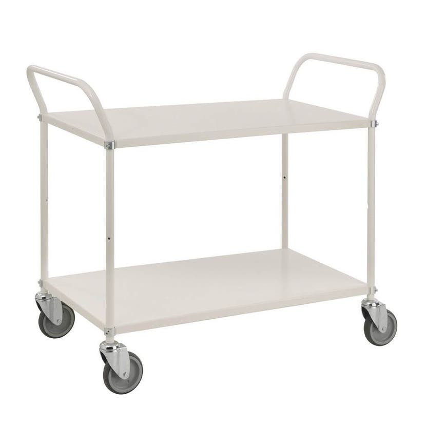 Hyllvagn John, 2 plan, L1070 x B585 x H940 mm, kap. 250 kg, elförzinkad, broms