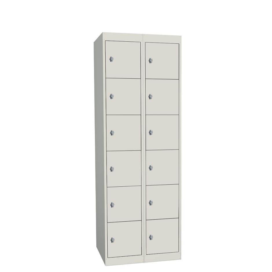Småfackskåp Esko 300, 2 x 6 i höjd, Mått B600 x D550 x H1750 mm, plant tak