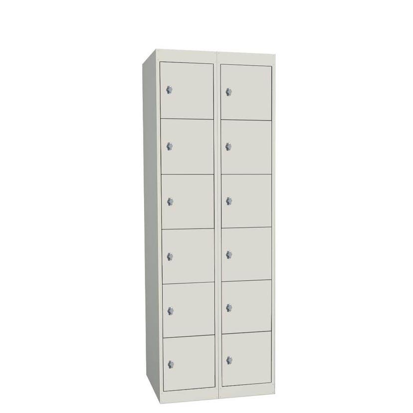 Småfackskåp Esko 300, 2 x 6 i höjd, Mått B600 x D550 x H1750 mm, plant tak