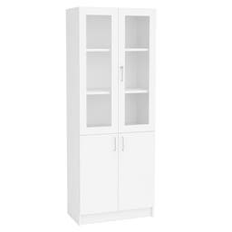 Materialskåp Mora, B800 x D470 x H2100 mm, glasade dörrar, laminat vit