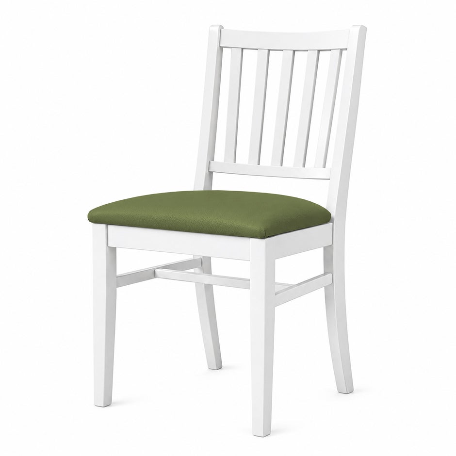 Stol Ester, B470 x D540 x H860 mm, stativ vit bets, klädsel konstläder Nevotex Illusion grön