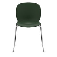 Staplingsbar stol Noor, benstativ ljusgrå medar, helt sittskal av grön PP, filttassar och kopplingsbeslag