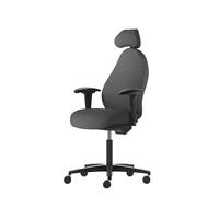 Kontorsstol Malmstolen R3H med hög rygg, Dux-sits, nackstöd i tyg, armstöd Corona, hjul hårda golv, Tyg Capture 4601 Grå