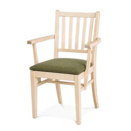 Karmstol Ester, B570 x D540 x H860 mm, stativ björk, klädsel Gabriel Step grön
