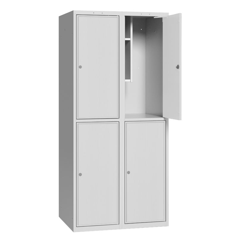 Elevskåp med stål/laminatdörr, skolklinka för hänglås, 800x550x1900 mm, 4 fack