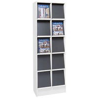 Tidskriftshylla Alvesta, med förvaringsmöjlighet, 10 fack, 565x400x1800 mm