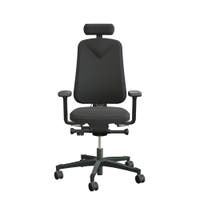 Arbetsstol Höganäs 290 Large med hög rygg och 4D armstöd och nackstöd konstläder, stor ställbarhet, tyg Fame