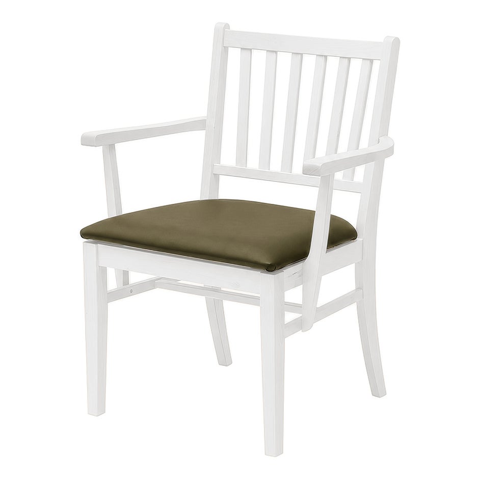 Karmstol Ester, B570 x D540 x H860 mm, stativ vit bets, klädsel konstläder Nevotex Illusion grön