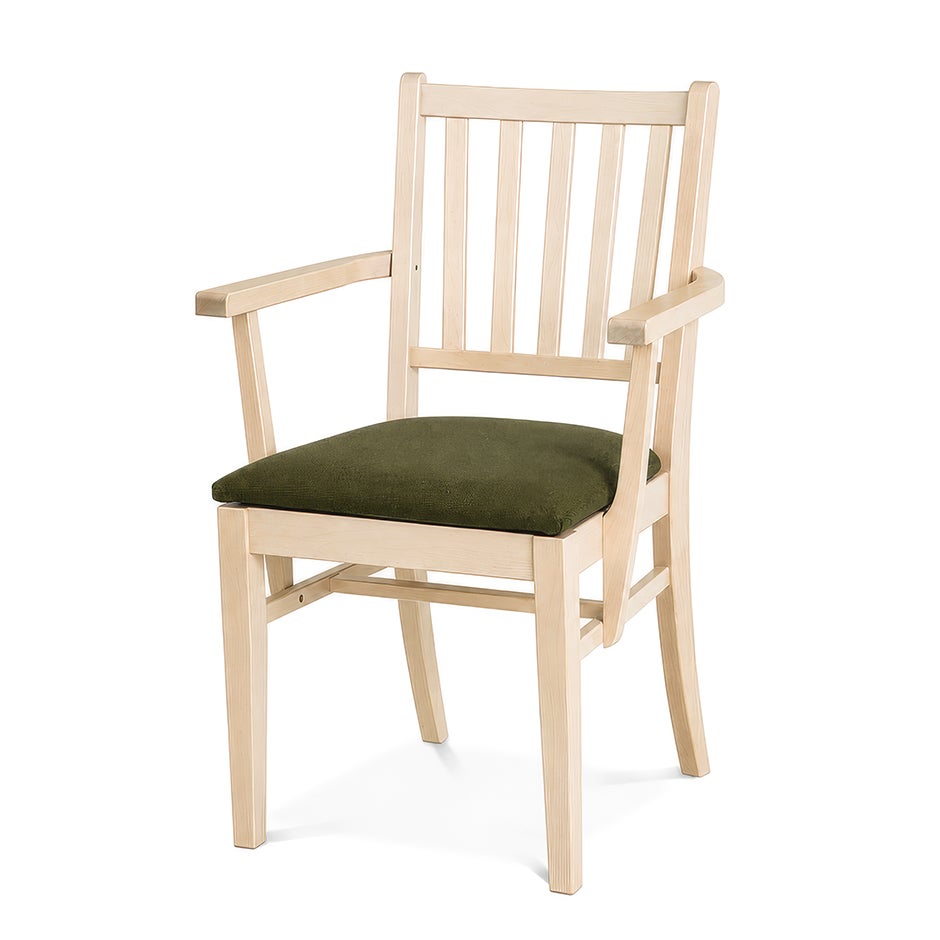 Karmstol Ester, B570 x D540 x H860 mm, stativ björk, klädsel Gabriel Cura grön