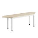 Sittbänk Emil, Hörna 45 gr, B1400 x D350 x H450 mm, Vita metallben och sits av kryssfanér med Björk högtryckslaminat