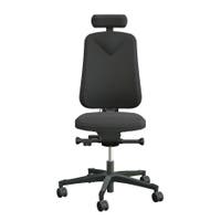 Arbetsstol Höganäs 280 Small med hög rygg, stor ställbarhet, Nackstöd svart konstläder, tyg Xtreme