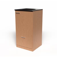 Miljödisk 3 fraktioner, 90 liters kärl med toppmatning, frontlucka, 2 st 25 liters kärl i låda med täckt lådfront, Ek