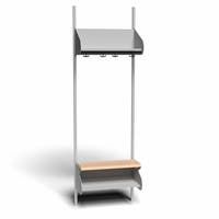 Inredningssystem BST, grundsektion, 600x300x270 mm, inkl. sittbänk, utan m-vägg