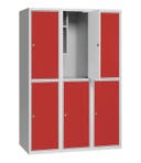 Elevskåp med stål/laminatdörr, skolklinka för hänglås, 900x550x1900 mm, 6 fack