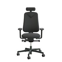 Arbetsstol Höganäs 280 Small med hög rygg och 4D armstöd och nackstöd äkta läder, stor ställbarhet, tyg Xtreme