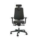 Arbetsstol Höganäs 280 Small med hög rygg och 4D armstöd och nackstöd äkta läder, stor ställbarhet, tyg Xtreme