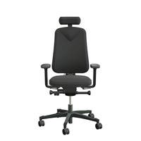 Arbetsstol Höganäs 280 Small med hög rygg och 4D armstöd och nackstöd äkta läder, stor ställbarhet, tyg Xtreme