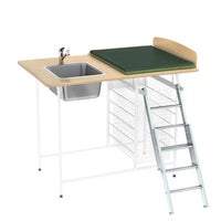 Skötbord Fast 120V tvättdel, skiva 1200x800 mm, höjd 900mm, inkl. stege