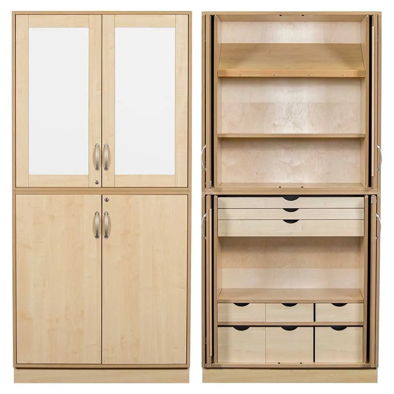 Slöjdskåp Sjöbergsskåpet 1, med 3 st hyllplan, 1 lutande hyllplan & 9 lådor