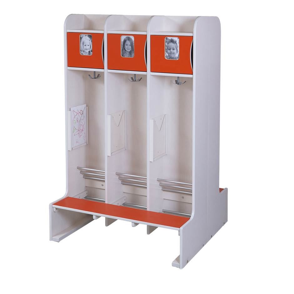 Klädfack Troll, sittbänk, golvmodell, dubbel, 3 fack, 810x450x1500 mm