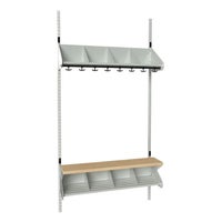 Inredningssystem BST, grundsekt., 800x300x270 mm, med bänk & m-vägg, 4 platser