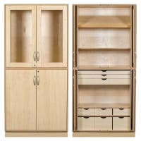 Slöjdskåp Sjöbergsskåpet 1, med 3 st hyllplan, 1 lutande hyllplan & 9 lådor