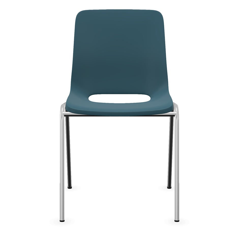 Staplingsbar stol Ana, helt  Ljusblå Polypropylen. Grå 4-bensstativ, B495xD515 mm, sitthöjd 430 mm. Plastfot