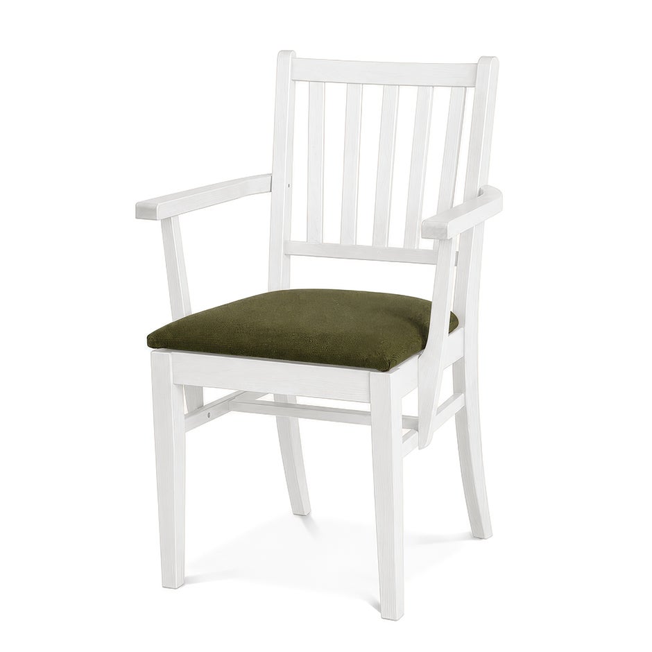 Karmstol Ester, B570 x D540 x H860 mm, stativ vit bets, klädsel Gabriel Cura grön