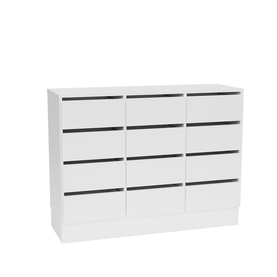 Elevförvaring Stig, 12 lådor, B1200 x D400 x H910 mm, laminat vit