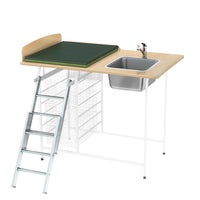 Skötbord Fast 120H tvättdel, skiva 1200x800 mm, höjd 900mm, inkl. stege