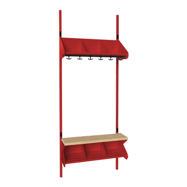 Inredningssystem BST, grundsekt., 900x300x270 mm, med bänk & m-vägg, 3 platser