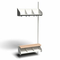 Inredningssystem BST, påb.sekt., 900x300x270 mm, med bänk & m-vägg, 3 platser