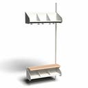 Inredningssystem BST, påb.sekt., 900x300x270 mm, med bänk & m-vägg, 3 platser