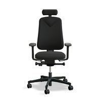 Arbetsstol Höganäs 280 Small med hög rygg och 4D armstöd och nackstöd konstläder, stor ställbarhet, tyg Select