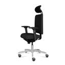 Arbetsstol Infra A, låg rygg, liten sits, 4D armstöd och nackstöd av konstläder, stor ställbarhet, tyg Select