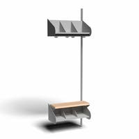 Inredningssystem BST, påb.sekt., 600x300x270 mm, med bänk & m-vägg, 3 platser