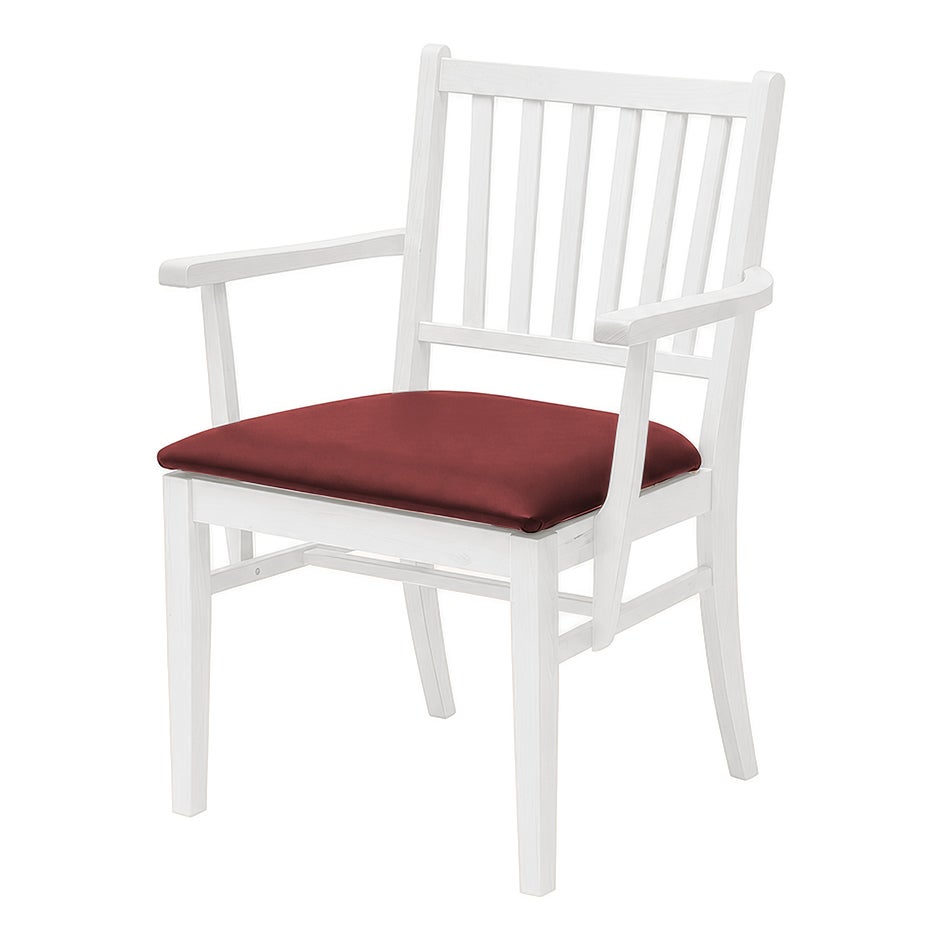 Karmstol Ester, B570 x D540 x H860 mm, stativ vit bets, klädsel konstläder Nevotex Illusion röd