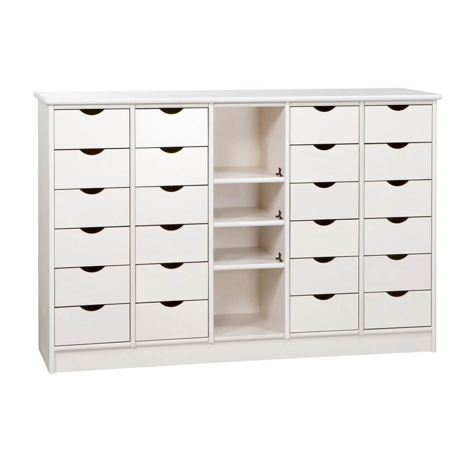 Lådsektion Alma 24 små lådor och öppen hylla, 980x1493x372 mm, kryssfaner, u handtag