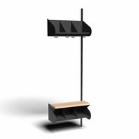 Inredningssystem BST, påb.sekt., 600x300x270 mm, med bänk & m-vägg, 3 platser