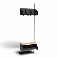 Inredningssystem BST, påb.sekt., 600x300x270 mm, med bänk & m-vägg, 3 platser