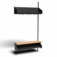 Inredningssystem BST, påb.sektion, 1000x300x270 mm, inkl. sittbänk, utan m-vägg