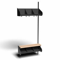 Inredningssystem BST, påb.sekt., 900x300x270 mm, med bänk & m-vägg, 3 platser