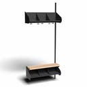 Inredningssystem BST, påb.sekt., 900x300x270 mm, med bänk & m-vägg, 3 platser