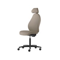 Kontorsstol Malmstolen R3H med hög rygg, Dux-sits, nackstöd i tyg, armstöd Corona, hjul hårda golv, Tyg Capture 5103 Beige